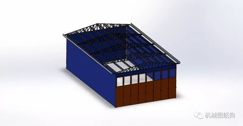 储物仓库简易结构模型3D图纸 Solidworks设计